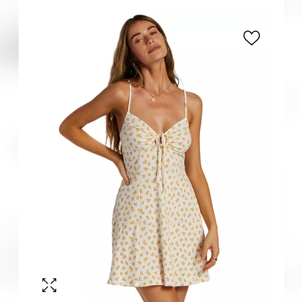 BILLABONG Women's Juniors' Sunny Garden Pointelle Rib-Knit A-Line Dress Xsmall